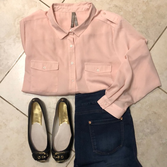 Pink button front blouse